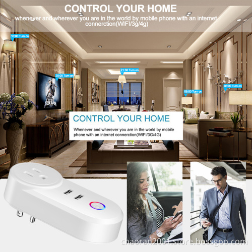 Chaoran WiFi Alexa US Smart Outlet Socket Connected USB Controlled Power Socket Plug TUYA